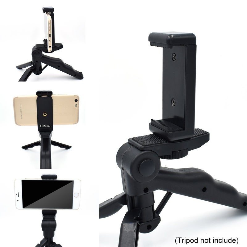 OIMIO Universal Cell Phone Tripod Mount Adapter, OIMIO Phone Holder Clip Connector Head Used for Monopod Selfie Stick DSLR Travel Mini Flexible Tripod and More(2 Pack) - Image 4